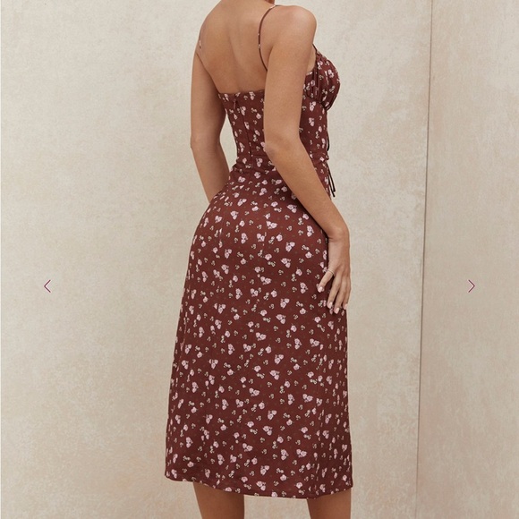 House of CB Burgundy Floral Midi Dress - Picture 4 of 4
